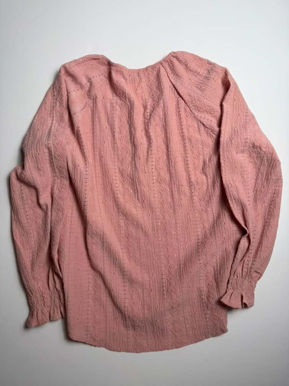 Frye Women's Rose Mauve Boho Knit Long Sleeve V Neck Pullover Blouse Large - Picture 7 of 8